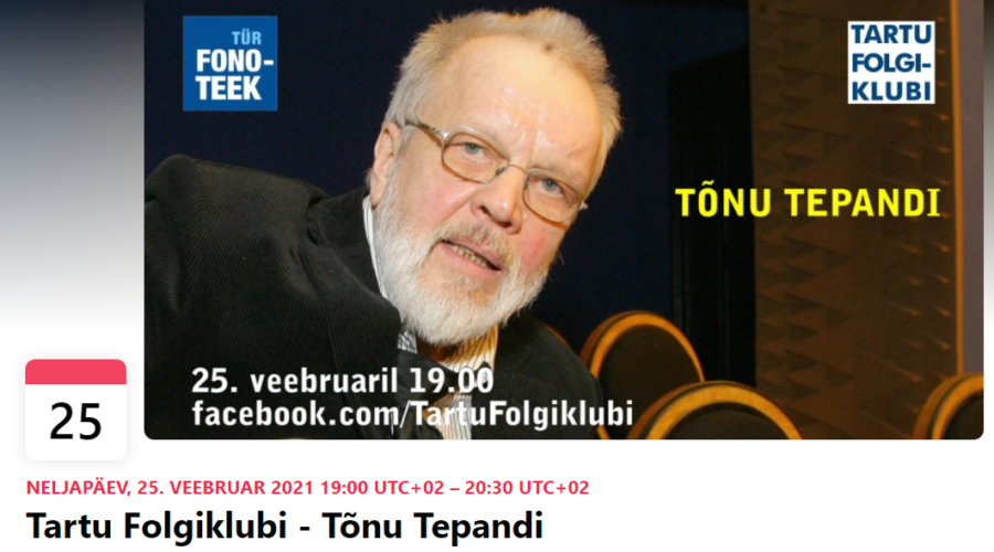 Kohtumine Tõnu Tepandiga Folgiklubis Kohtumine Tõnu Tepandiga Folgiklubis